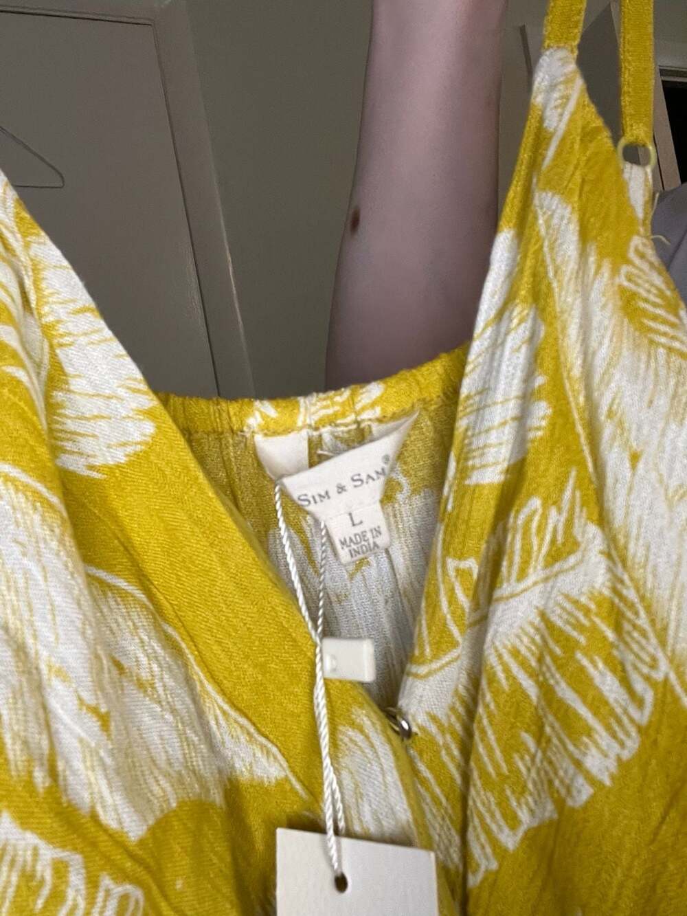 Sim & Sam Yellow Tropical Palm Leaf Maxi Dress